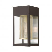 Livex Lighting 20761-07 - 1 LT Bronze with Soft Gold Candle and Brushed Nickel Stainless Steel Reflector Outdoor Wall Lant