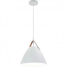 Westgate MFG C1 LCFN-MCT5-WH - 14in NORDIC DESIGN PENDANT WITH LEATHER STRAP 4FT SUSP. CORD 25W 1400LM 5CCT CR90 WH