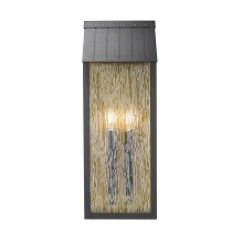 Artcraft AC8058BK - Point 2 Light 21.5" Outdoor Wall Sconce, Black and Brass