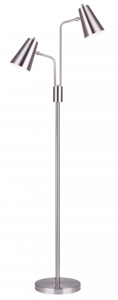 ORLI, IFL1056A67BN, 2 Lt Floor Lamp, 40W Type A, On-Off Switch on Socket