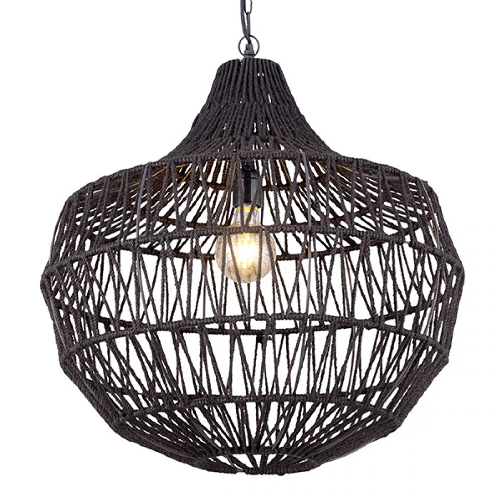 Neena 1 Light Black Cloth Cord Pendant