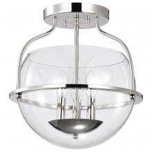 Nuvo 60/7822 - Amado 3 Light Semi Flush Mount; Polished Nickel Finish; Clear Glass